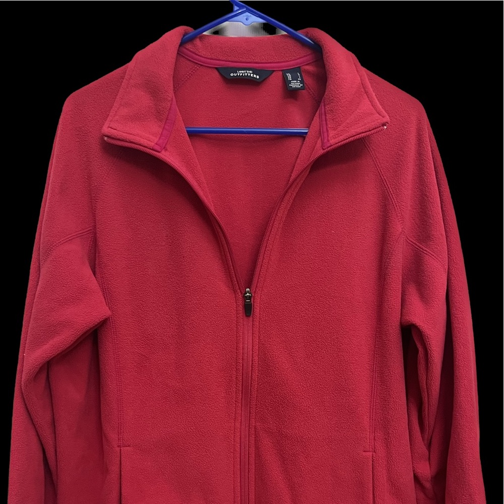 Lands End Womens Fleece Full Zipper Jacket PINK Large